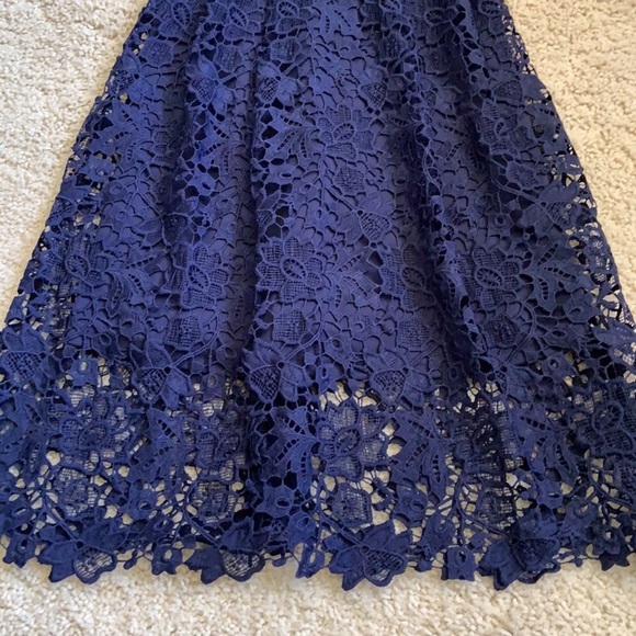 NWT Astr V-Neck Lace Fit & Flare navy blue Dress - Picture 5 of 9